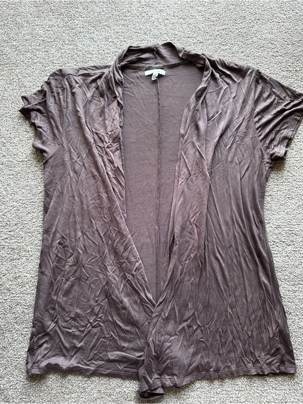 Mauve/ Purple Short Sleeve Open Front Lightweight Cardigan